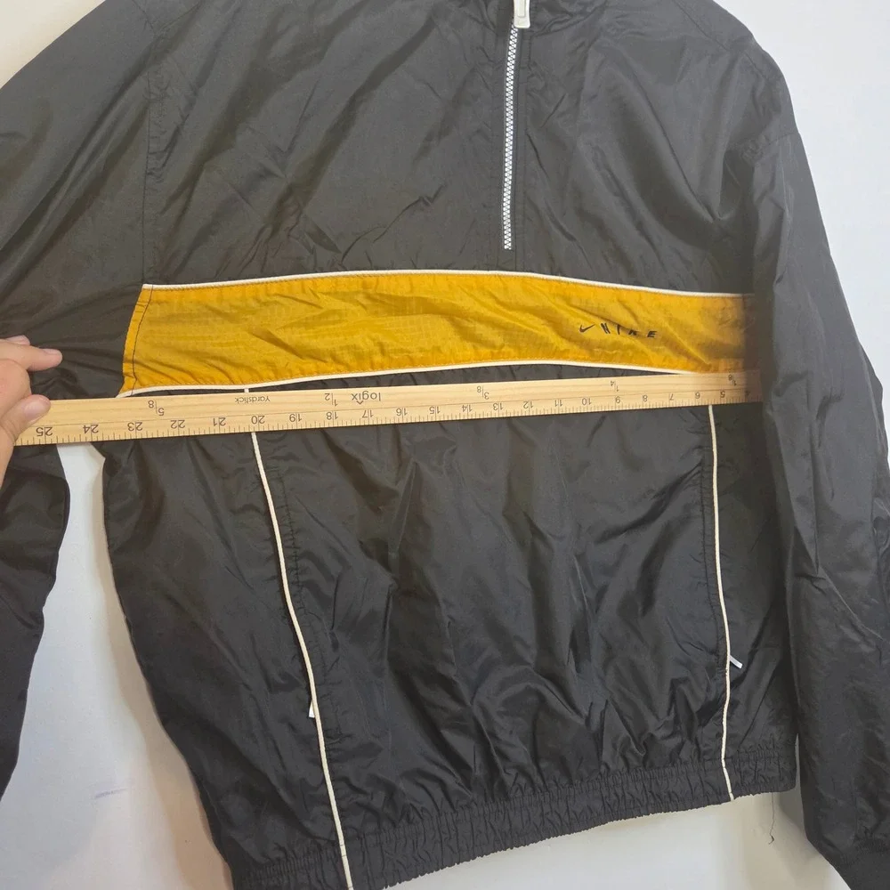 Vintage Nike Windbreaker Mens Medium Black Yellow Half Zip Nylon Jacket F8 SDN